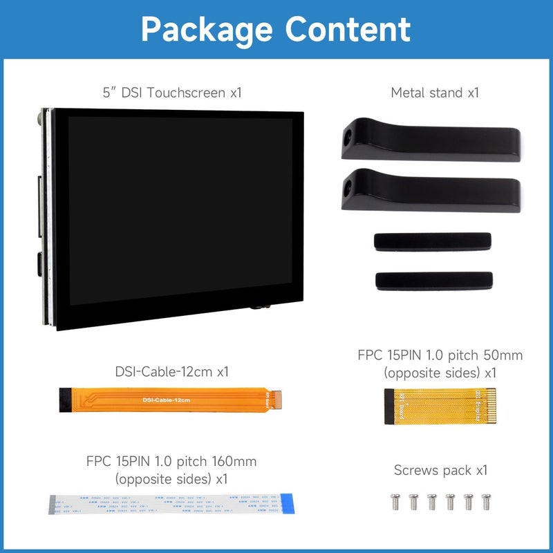 KLAYERS LUCKFOX DSI Display for Pi 5/4B/CM4/CM3 Support 3D Printing, Capacitive Touch 800x480, Toughened Glass LCD Panel for Raspberry Pi 5 - Image 2
